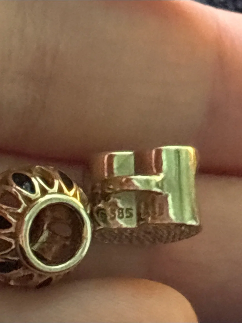 Pandora Gold Filigree Cage Bead with Dark Inlays